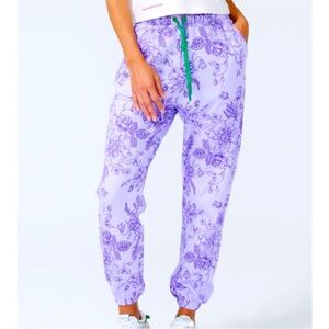 Terez Lavender Floral Jogger Sweatpants Medium